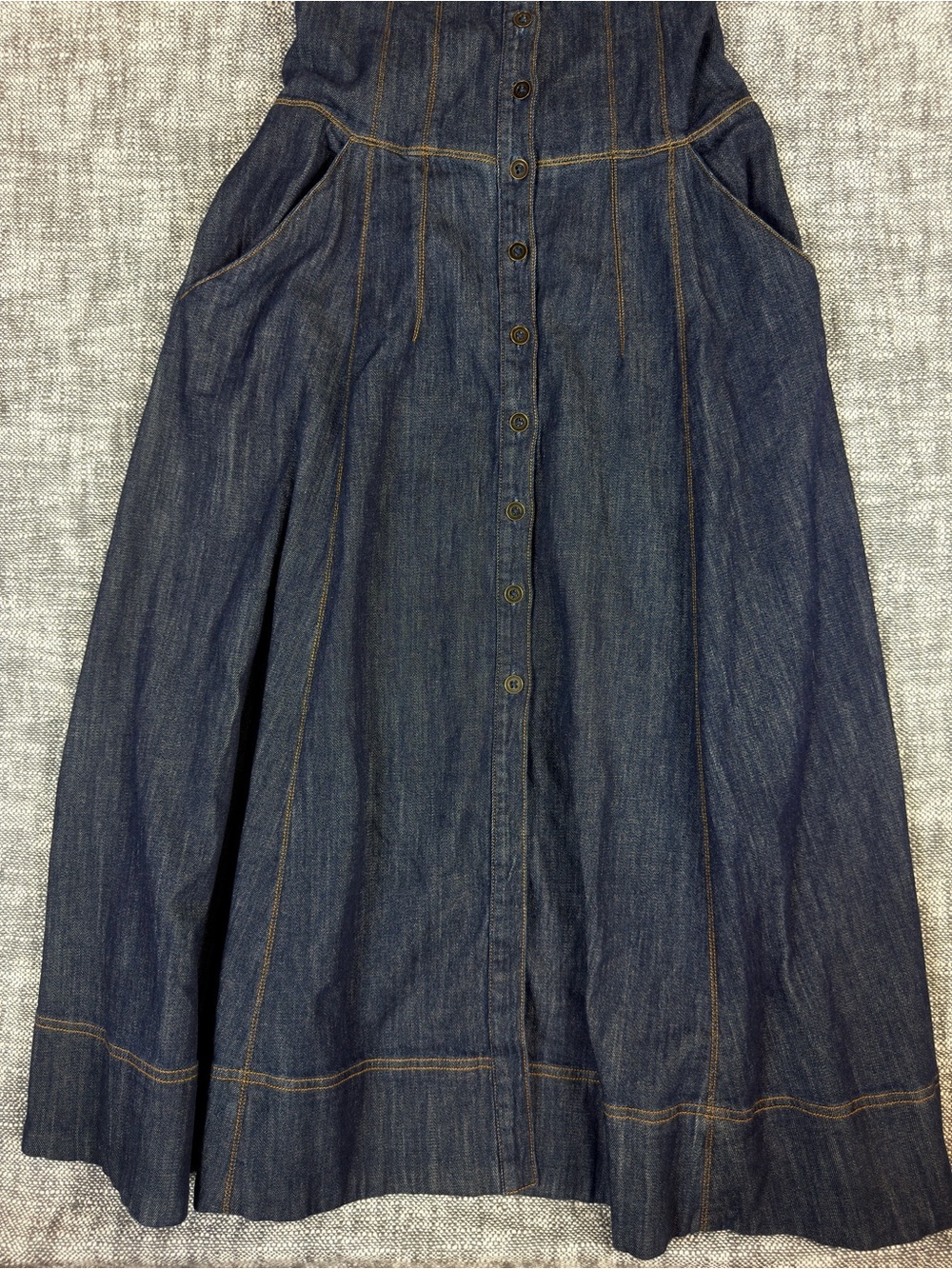 NWT Anthropologie Maeve Button Front blue Denim Maxi Corse Dress 6 Chore dress - Picture 6 of 11
